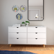 6-Drawer Dresser – Double Wooden Cabinet - White